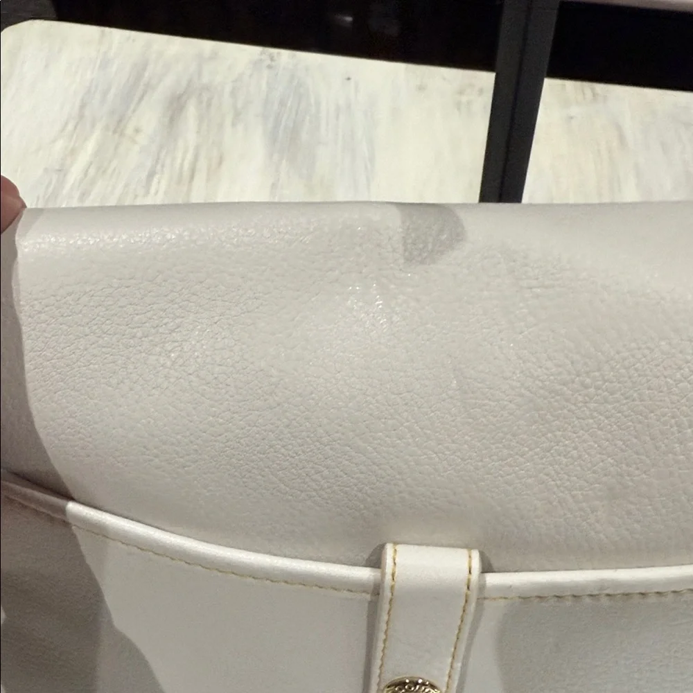 Dooney & Bourke White and Navy Medium Toggle Crossbody Bag